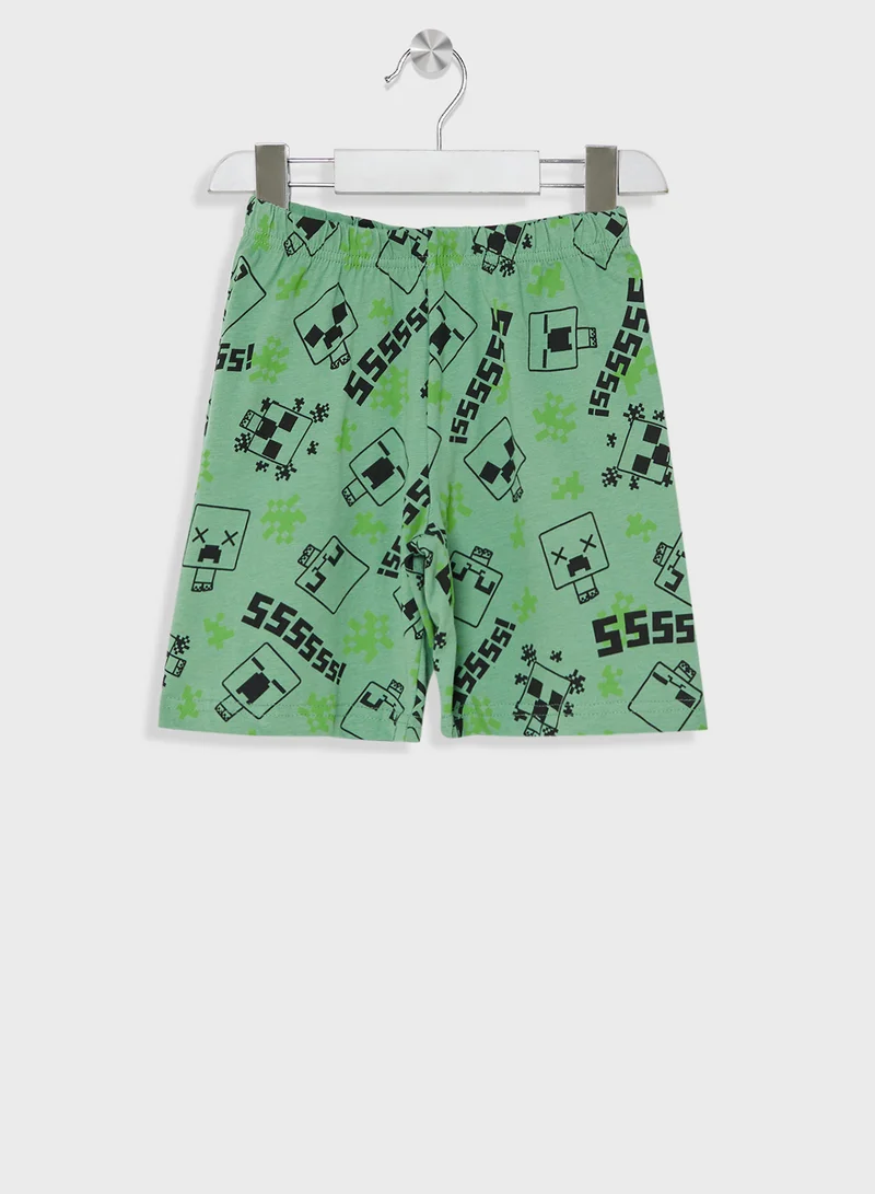 ماين كرافت MINECRAFT Boys Printed Short Sleeve Pyjama set