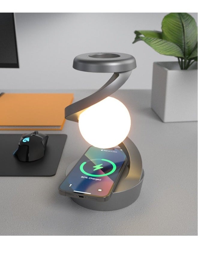 عام مصباح مكتب شحن لاسلكي بتعليق دوار شحن لاسلكي للهاتف المحمول مصباح ليلي بيئة ألوان RGB - Image 2