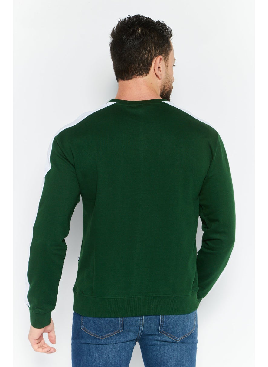 NAUTICA Men Crew Neck Long Sleeve Brand Logo Sweatshirt, Green  - Image 4