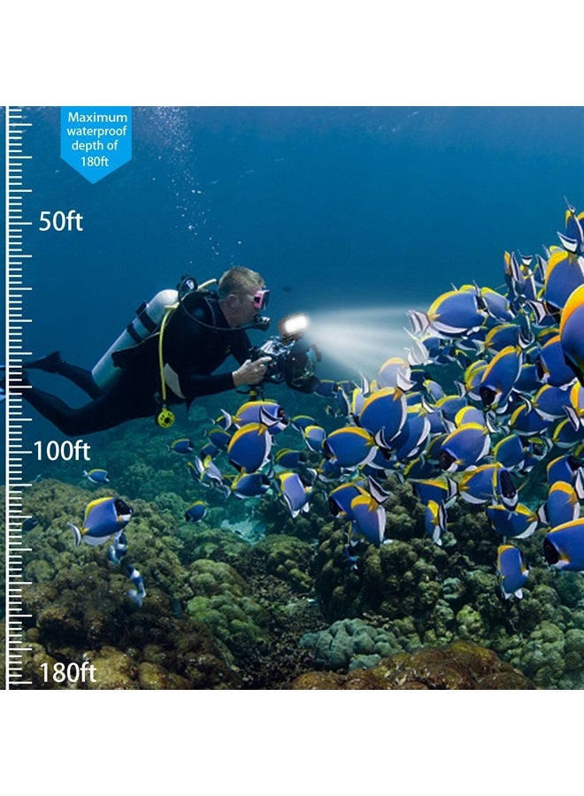 Suptig 30 LED Video Light Waterproof Light Underwater Light Compatible for Gopro Hero 11,10, 9, 8, 7, 6, 5, 4, 3,2, DJI osmo, Akaso and Canon Nikon Sony Olympus SLR Cameras Waterproof 180ft(55m) - Image 2