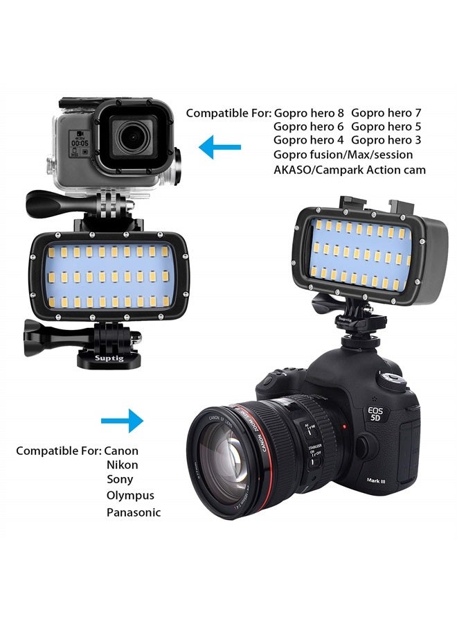 Suptig 30 LED Video Light Waterproof Light Underwater Light Compatible for Gopro Hero 11,10, 9, 8, 7, 6, 5, 4, 3,2, DJI osmo, Akaso and Canon Nikon Sony Olympus SLR Cameras Waterproof 180ft(55m) - Image 1