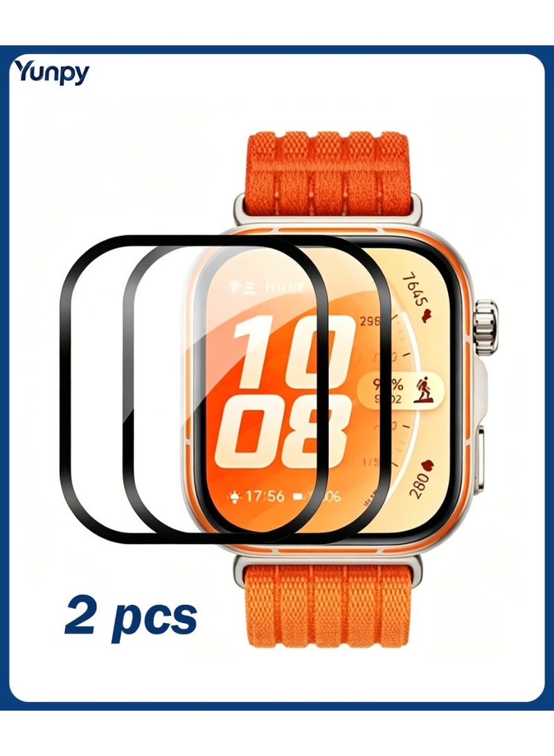 Yunpy 2 Pcs Full Coverage Screen Protector for Huawei Watch Fit 5 Pro, 3D Curved Tempered Glass, Anti-Scratch, HD Clear, Touch Sensitive, Bubble-Free Protective Film for Huawei Watch Fit 5 Pro Smart Watch - Image 1