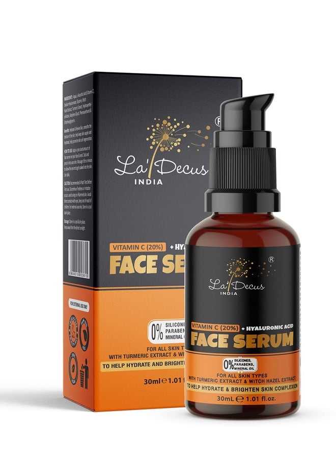 La' Decus India Vitamin C face serum 20% - Men and Women - With Hyaluronic Acid-30ml - Image 1