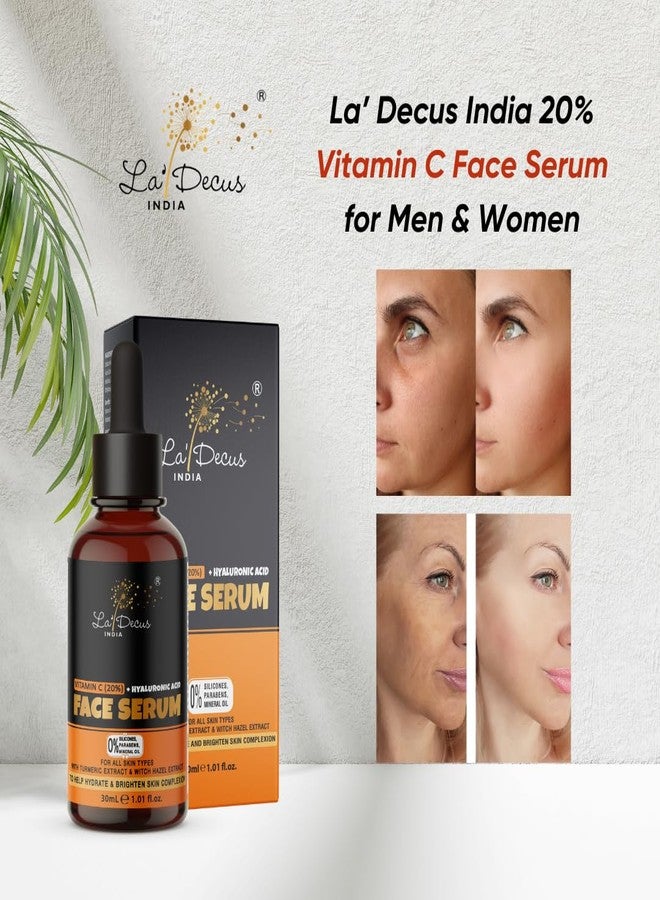 La' Decus India Vitamin C face serum 20% - Men and Women - With Hyaluronic Acid-30ml - Image 2
