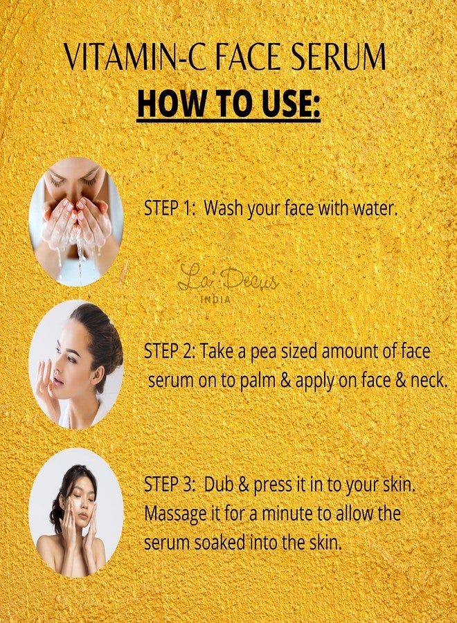 La' Decus India Vitamin C face serum 20% - Men and Women - With Hyaluronic Acid-30ml - Image 4