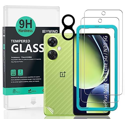 Ibywind 2 Pack Screen Protector for OnePlus Nord N30 5GOnePlus Nord CE 3 Lite 5G 6721PC Camera Len Protector1PC Back Film9H Tempered GlassHD ClearScratch ResistantBubble FreeEasy Install - Image 1