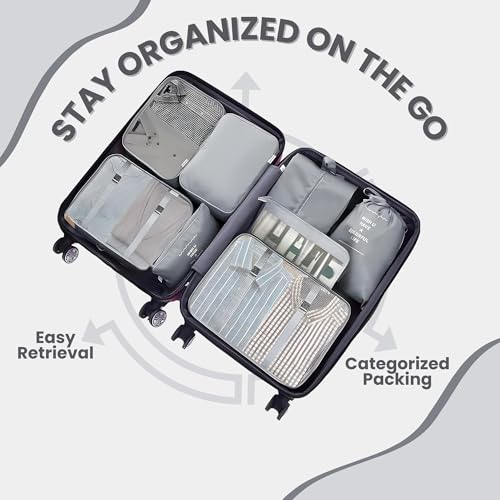OCEANEVO Set of 12 Packing Cubes, Travel Organizer Bags for Luggage & Suitcase | Includes Various Size Mesh Bags, Lingerie & Shoe Bag, Cosmetic Pouch, Toiletry Bag, Drawstring Bag, Cable Pouch - Image 4