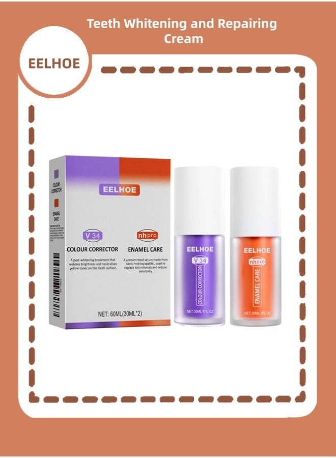 EELHOE Teeth Whitening and Repairing Cream, Tooth Stain Removal, Color Corrector For Yellow Tooth, Teeth Cleaning Stain - Image 1