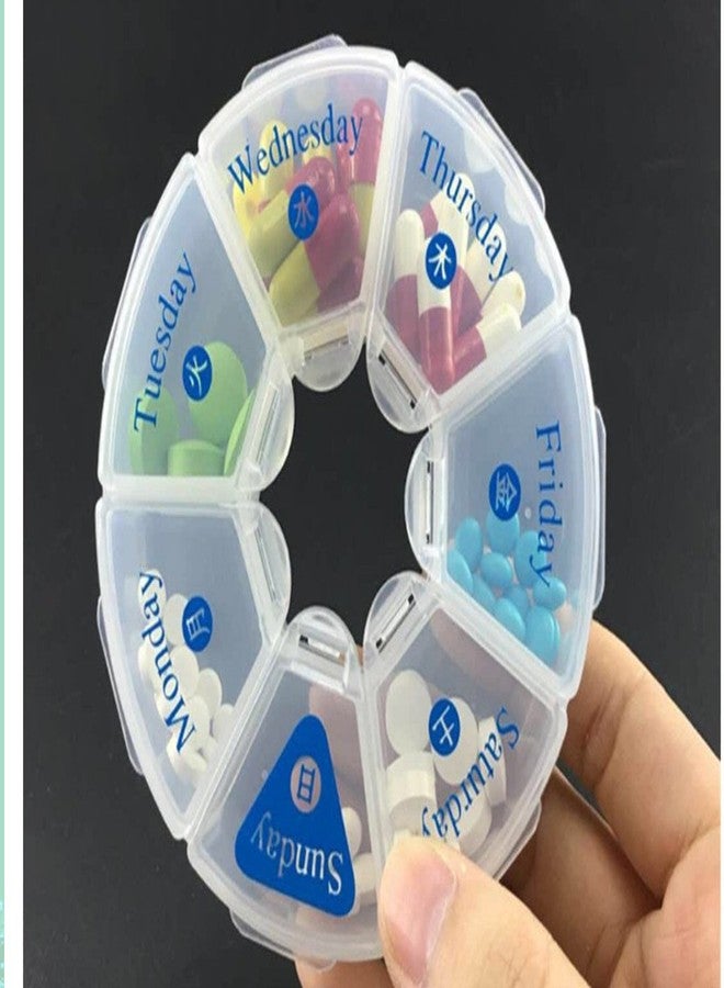XJSXZC Round Shaped Clear Hard Plastic 7 Day Drug Organizer Pill Box - Image 3