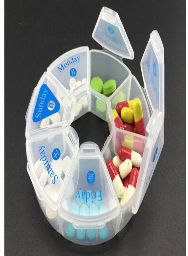 XJSXZC Round Shaped Clear Hard Plastic 7 Day Drug Organizer Pill Box - Image 5