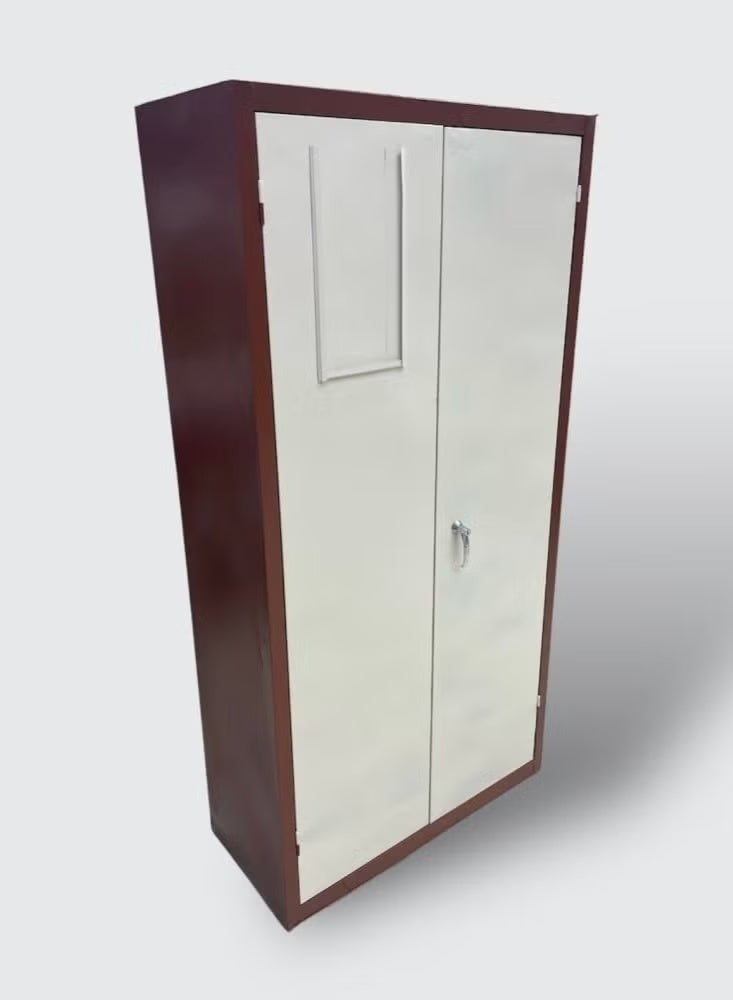 l'elefante 2-Door Metal Wardrobe – Heavy-Duty MetalStorage Cabinet for Bedroom, Dormitory, Labor Camp – Double Door Design with Shelves & Hanging Rod – 180x90x40 cm – - Image 1