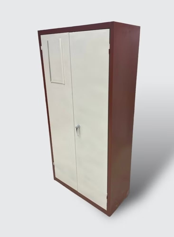 l'elefante 2-Door Metal Wardrobe – Heavy-Duty MetalStorage Cabinet for Bedroom, Dormitory, Labor Camp – Double Door Design with Shelves & Hanging Rod – 180x90x40 cm – - Image 3