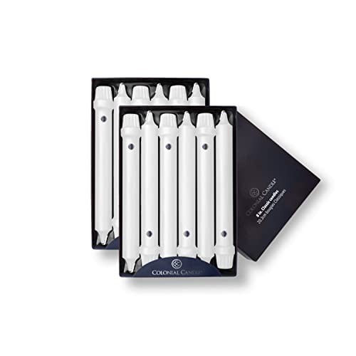 Colonial Candle Unscented Taper Candle, Classic Collection, White, 8 In, Pack of 12 - Up to 6 Hours Burn - Image 1