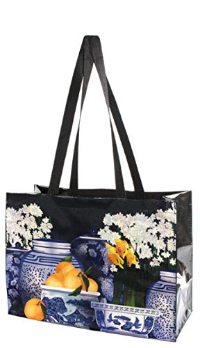 Linnea Design Reusable Grocery Bag Foldable Bag Fold Up Reinforced Bottom Eco friendly Made of 95 Recycled Material Holds 70 Pounds