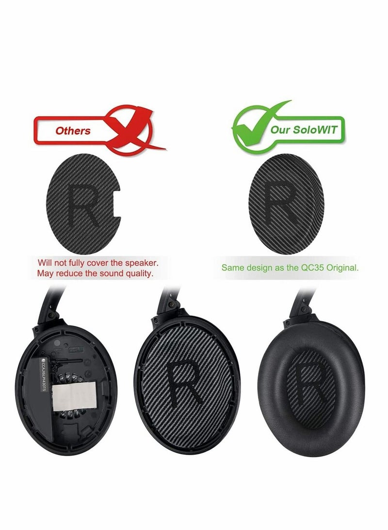 KASTWAVE مجموعة وسائد أذن بديلة من Bose، وسادات أذن بديلة لسماعات Bose Quiet Comfort 35 متوافقة مع سماعات Bose QC 35/35 II المصنوعة من رغوة الذاكرة المصنوعة من الجلد البروتيني (أسود) - Image 3