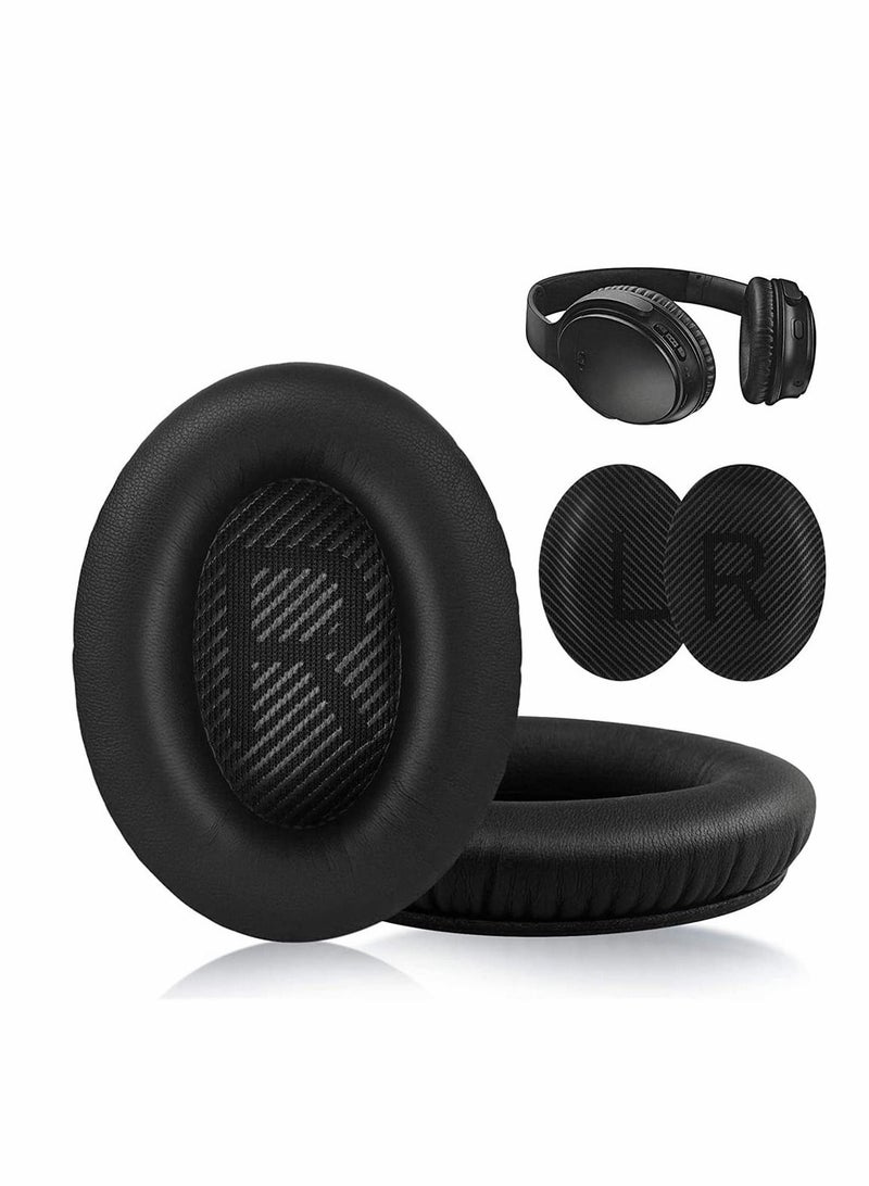 KASTWAVE مجموعة وسائد أذن بديلة من Bose، وسادات أذن بديلة لسماعات Bose Quiet Comfort 35 متوافقة مع سماعات Bose QC 35/35 II المصنوعة من رغوة الذاكرة المصنوعة من الجلد البروتيني (أسود) - Image 1