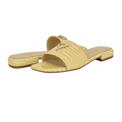 Guess Women's TAMSEA Flat Sandal, Yellow Croco 700, 6 - Image 2