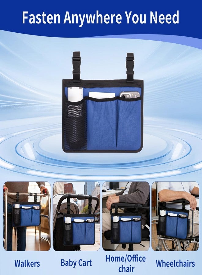 OUWERALL Wheelchair Walker Rollator Storage Basket, Foldable Side Bag, Large Capacity, Multi Pockets, Heavy-Duty Tote with Secure Buckle, Fits Most Mobility Scooters & Wheelchairs for Shopping & Travel (Blue) - Image 4