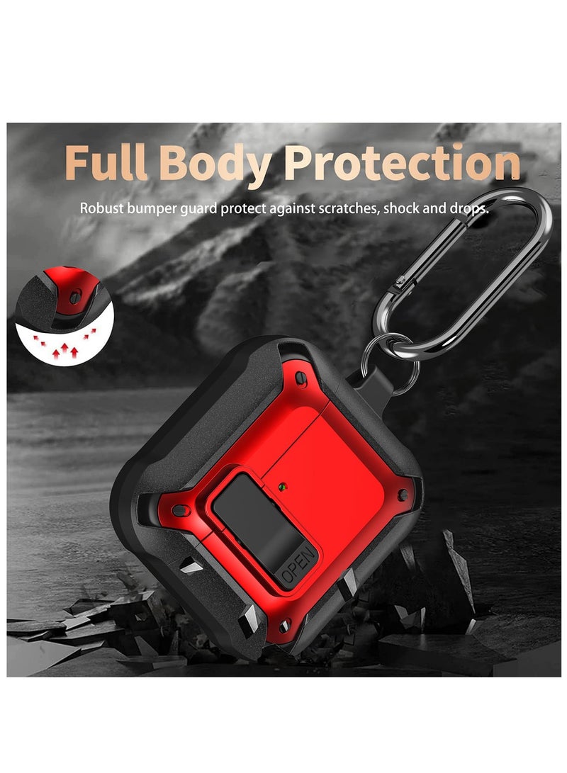 أنيوغرو غطاء غطاء حافظة Airpods 4 مع مجموعة التنظيف، درع قفل الأمان مع سلسلة مفاتيح لأجهزة Airpods الجيل الرابع 2024 LED أمامي مرئي - أحمر - Image 3