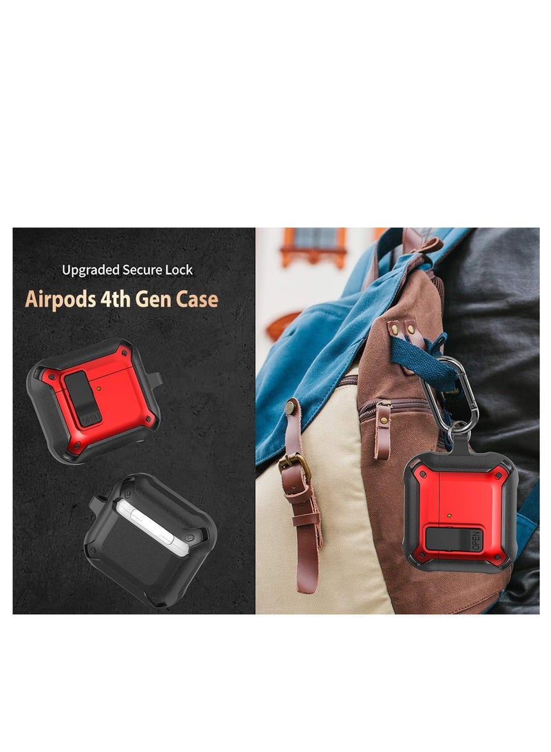 أنيوغرو غطاء غطاء حافظة Airpods 4 مع مجموعة التنظيف، درع قفل الأمان مع سلسلة مفاتيح لأجهزة Airpods الجيل الرابع 2024 LED أمامي مرئي - أحمر - Image 5