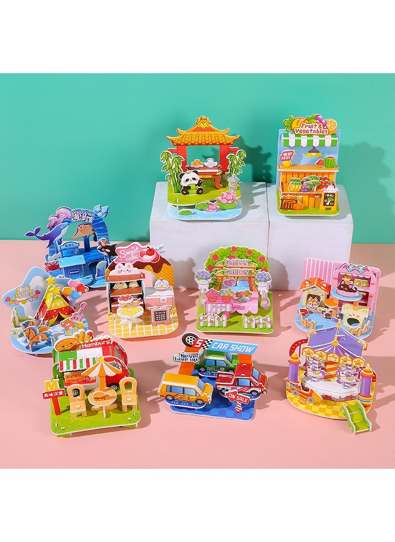 Arabest - Creative 3D Kids Puzzle Model Kit New 10 types of house puzzles mixed hair - Image 1