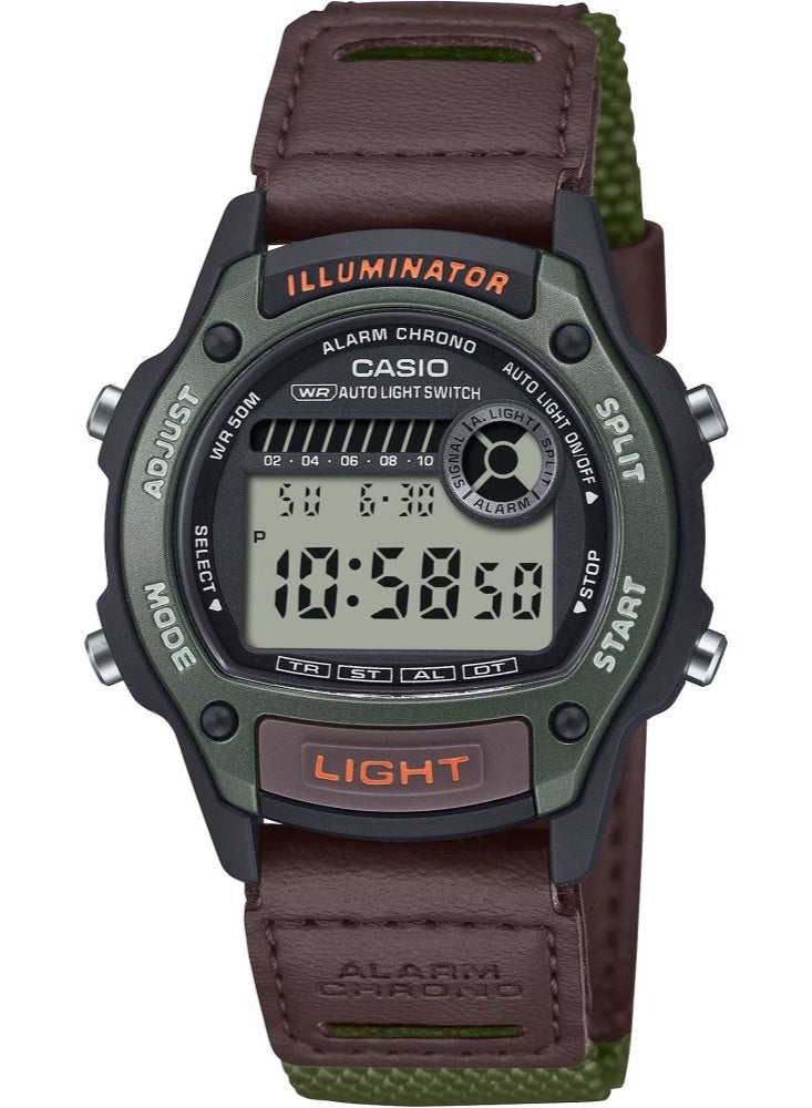 Casio General W-220HF-3A  Digital Dial Leather With Fabric Band - Image 1