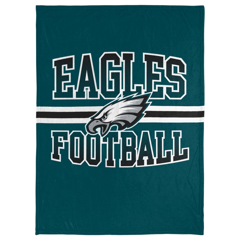 FOCO FOCO NFL Micro Raschel Plush Throw Blanket Stripe Logo 45 x 60 Philadelphia Eagles 