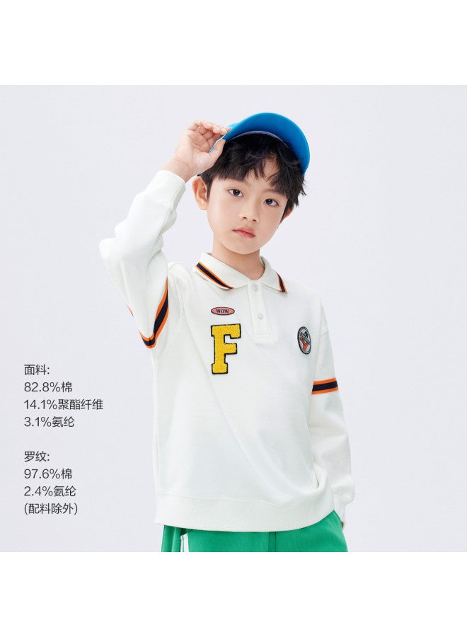 Balabala Trendy Color-blocked Collar Kids Hoodie boys' Autumn Casual Wear simple & Comfortable Stylish Polo Shirt With Exquisite Badge - Image 2