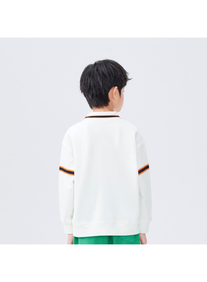 Balabala Trendy Color-blocked Collar Kids Hoodie boys' Autumn Casual Wear simple & Comfortable Stylish Polo Shirt With Exquisite Badge - Image 5