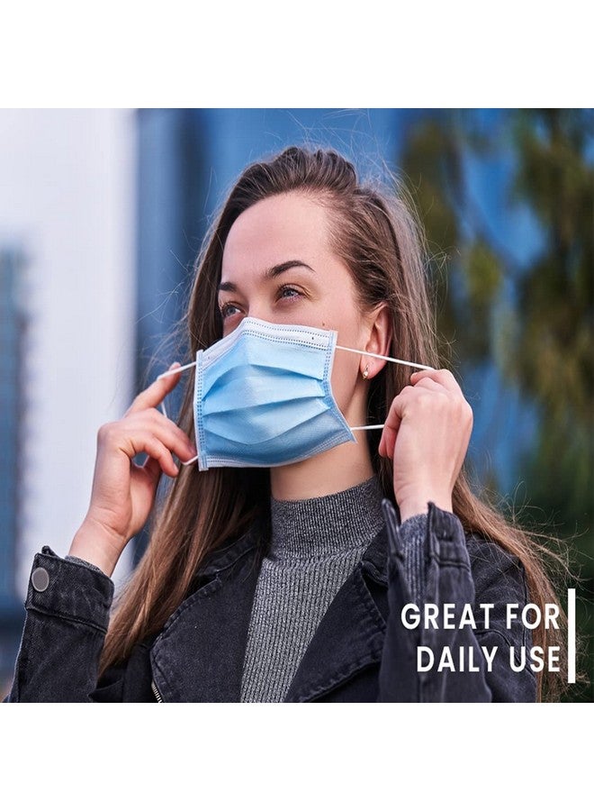 دالوتشي قناع وجه جراحي من DALUCI مصنوع من قماش غير منسوج للاستخدام مرة واحدة مكون من 3 طبقات (أزرق، بدون صمام، عبوة من 100 قطعة) للجنسين - Image 5