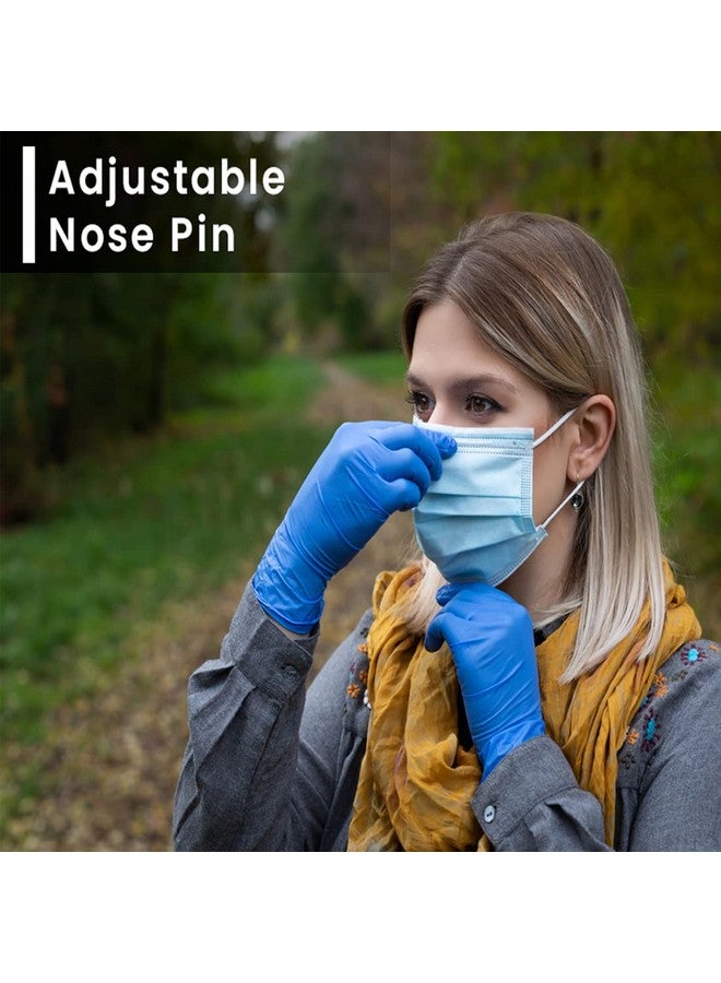 دالوتشي قناع وجه جراحي من DALUCI مصنوع من قماش غير منسوج للاستخدام مرة واحدة مكون من 3 طبقات (أزرق، بدون صمام، عبوة من 100 قطعة) للجنسين - Image 4