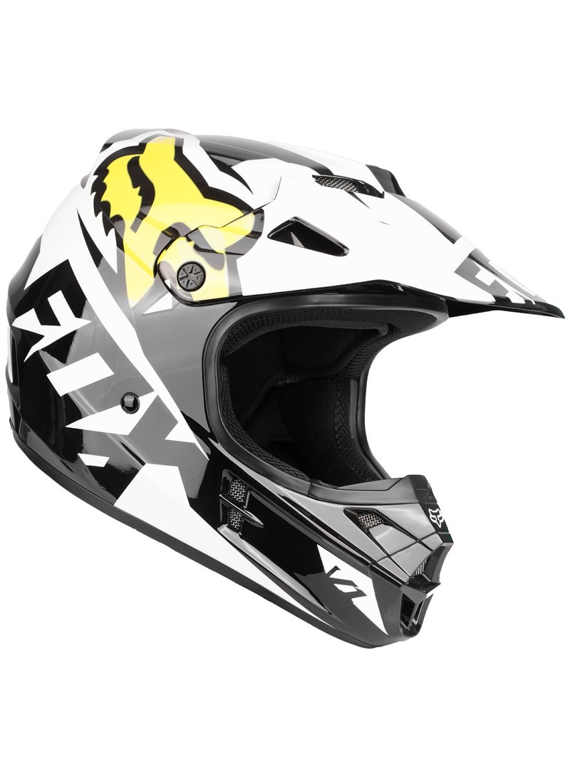Fox V1 Motocross Off-Road Best Protection Helmet Black & White - Image 1