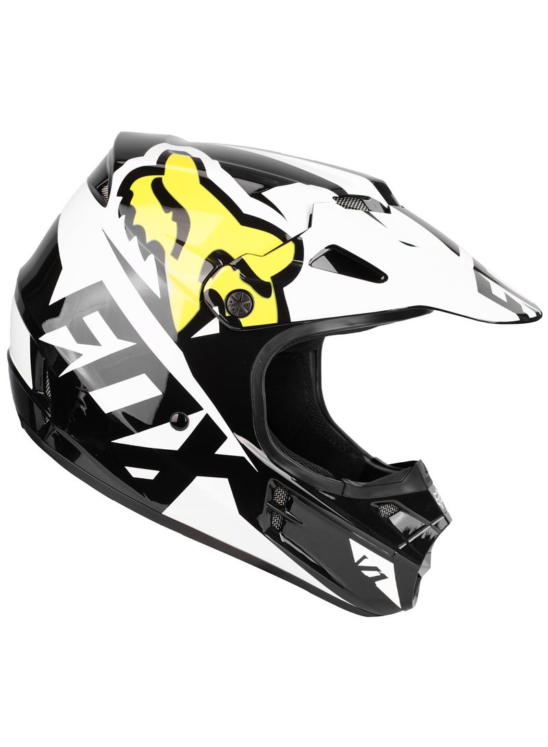 Fox V1 Motocross Off-Road Best Protection Helmet Black & White - Image 2