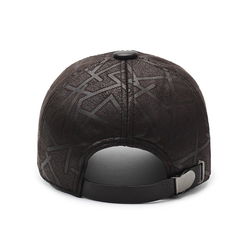 Baseball Cap Outdoor Warm Sun Hat For Middle-Aged And Elderly People, Leather Peaked Cap With Large Brim, Simple Casual Leather Hat - Image 4