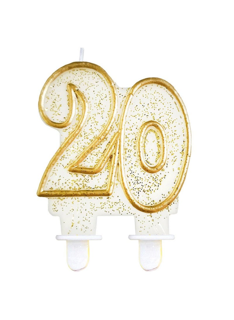 GODAN 20-Years Birthday Anniversary Cake Candle Gold Glitter Wax 7cm - Image 2