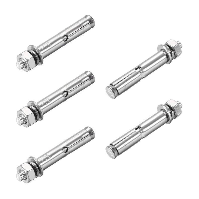 SDY 5 Pcs M6 x 50mm 304 Stainless Steel Expansion Bolt External Hex Expansion Screw Bolt Sleeve Anchor，Pool Safety Cover Expansion Bolts，for Concrete - Image 1