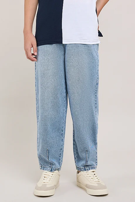 أر أند بي Washed Baggy Fit Jeans With Elastic Waist