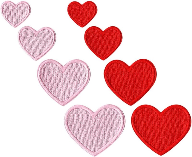 ULTECHNOVO 8pcs Embroidered Iron on Heart Patches DIY Sew Applique for Clothes Hats Backpacks Shoes Repair Decoration - Image 1
