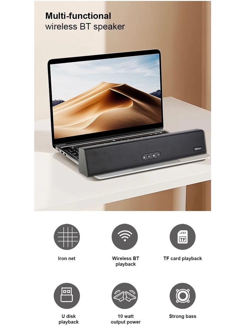 كيسونلي - سبيكر بلوتوث كيسونلي LED-805 ستيريو 10 واط ببطارية 1800mAh تشغيل حتى 8 ساعات - يدعم AUX وUSB وTF card وU disk – أسود - Image 1