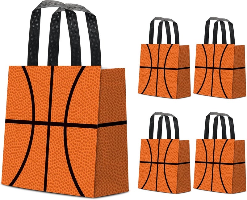 KERINGO 24 PCS Basketball Gift Bags Basketball Treat Bag with Handles Reusable Basketball Goodie Snack Favor Bag Non Woven Party Favor Bags for Sports Birthday Party Decor - Image 2