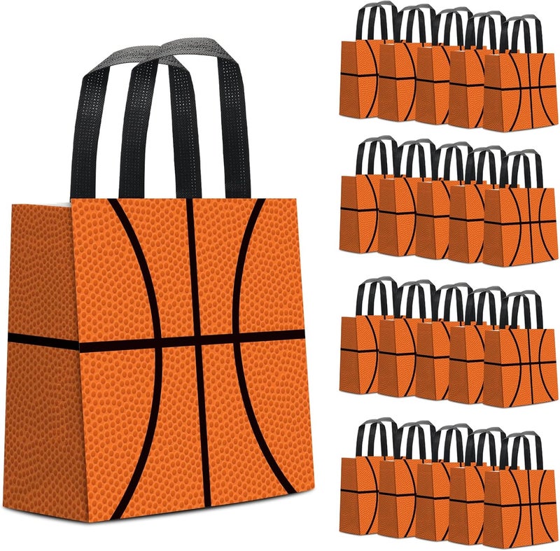 KERINGO 24 PCS Basketball Gift Bags Basketball Treat Bag with Handles Reusable Basketball Goodie Snack Favor Bag Non Woven Party Favor Bags for Sports Birthday Party Decor - Image 1