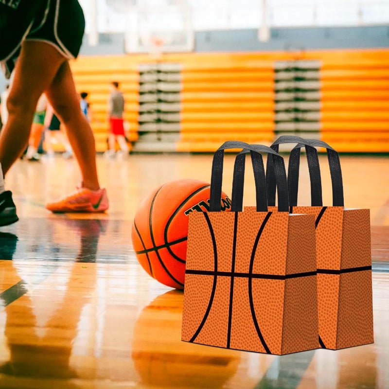 KERINGO 24 PCS Basketball Gift Bags Basketball Treat Bag with Handles Reusable Basketball Goodie Snack Favor Bag Non Woven Party Favor Bags for Sports Birthday Party Decor - Image 5