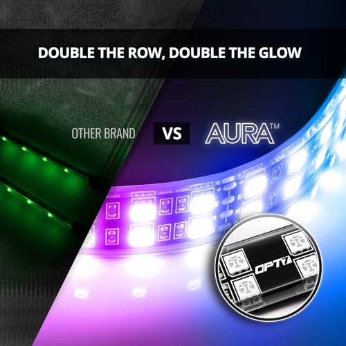 OPT7 Aura DreamColor RGB-IC Car Interior Ambient Light, 6PC Double Row LED Strips, Color Chasing Light Kit w/APP & Remote Control, Universal for Vehicles SUV Trucks Pickups Van - Image 3