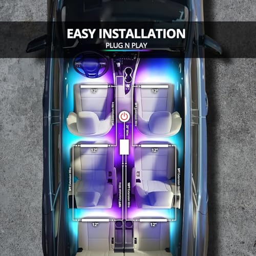 OPT7 Aura DreamColor RGB-IC Car Interior Ambient Light, 6PC Double Row LED Strips, Color Chasing Light Kit w/APP & Remote Control, Universal for Vehicles SUV Trucks Pickups Van - Image 4