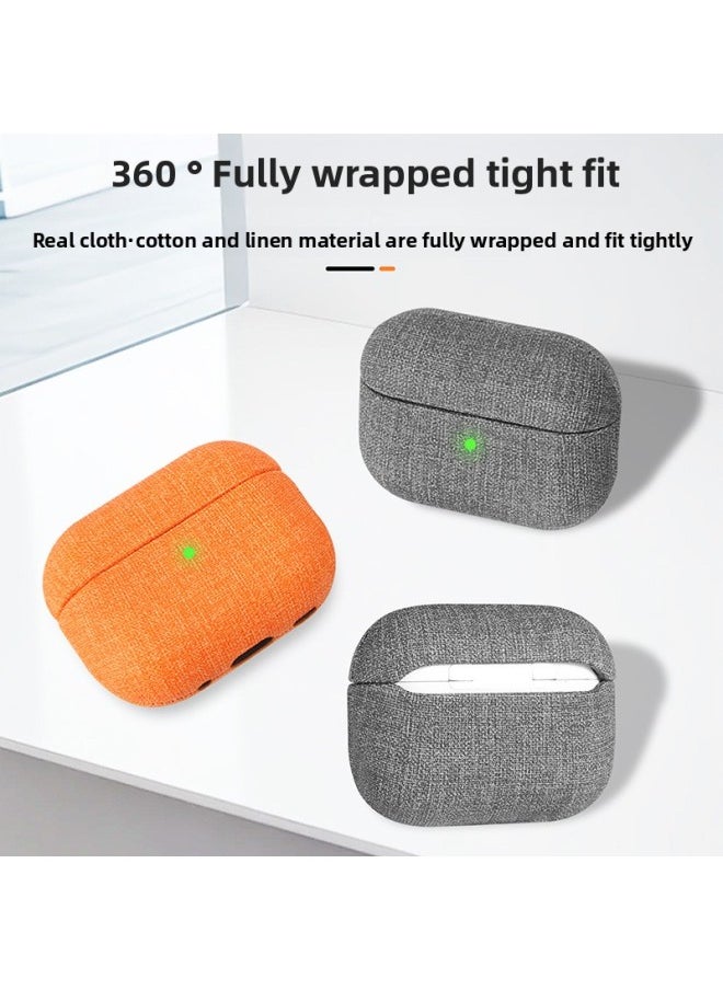 Generic - Simple Cloth Pattern Protective Case For Airpods Pro 2 Airpods 4 For Apple 1/2 Headphone Shell Portable Solid Color Full Cover-Color:Black (cotton Linen)-Applicable Model:Airpods1/2 - Image 1