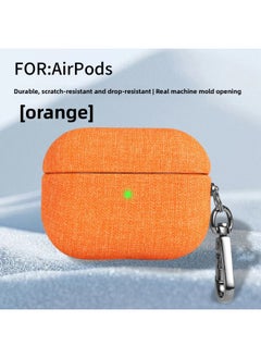 Simple Cloth Pattern Protective Case For Airpods Pro 2 Airpods 4 For Apple 1/2 Headphone Shell Portable Solid Color Full Cover-Color:Black (cotton Linen)-Applicable Model:Airpods1/2