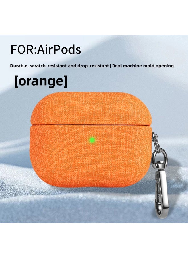 Generic - Simple Cloth Pattern Protective Case For Airpods Pro 2 Airpods 4 For Apple 1/2 Headphone Shell Portable Solid Color Full Cover-Color:Black (cotton Linen)-Applicable Model:Airpods1/2 - Image 1