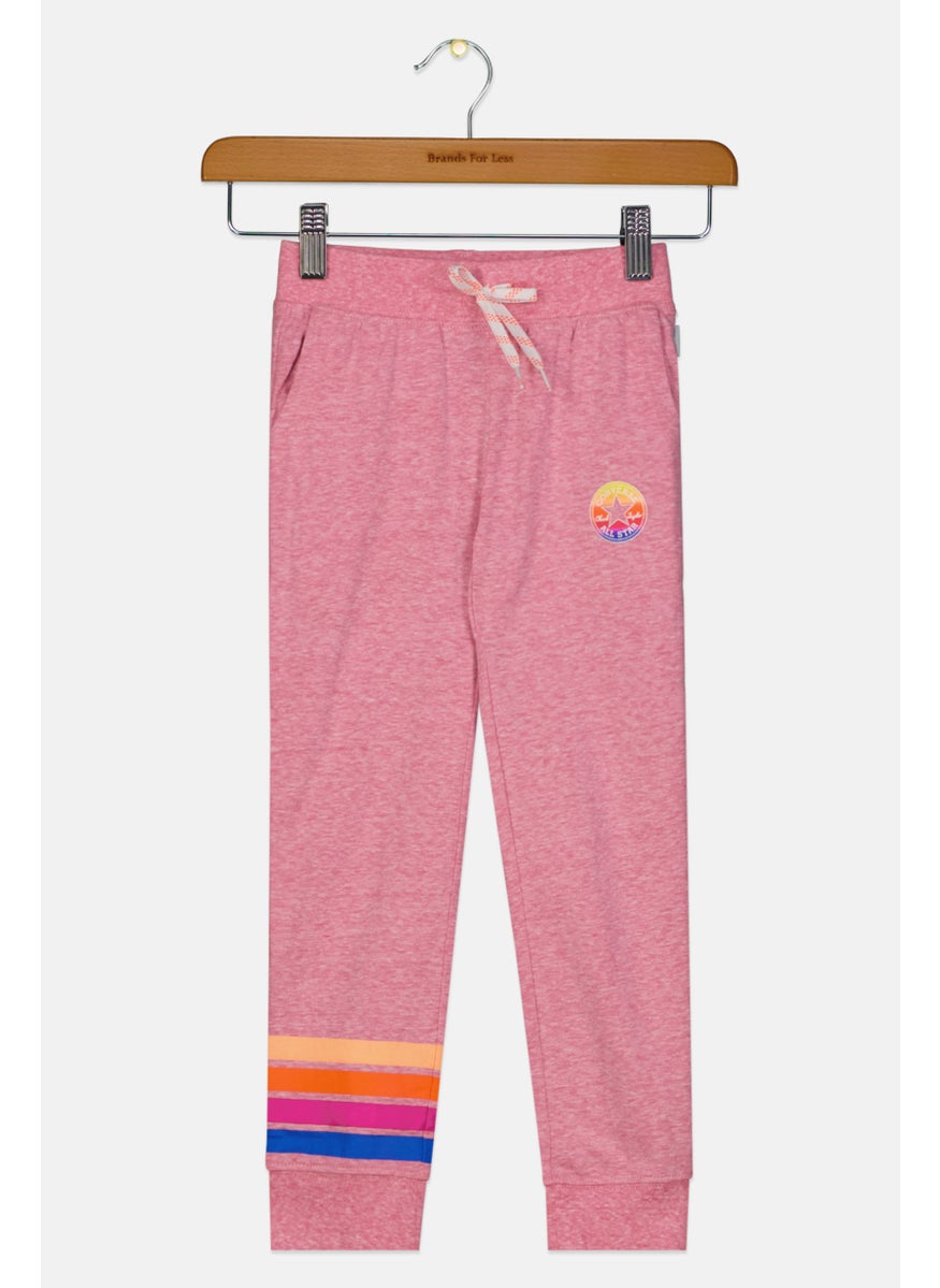 CONVERSE - Kids Girl Brand Logo Pull On Jogger Pants, Pink - Image 1