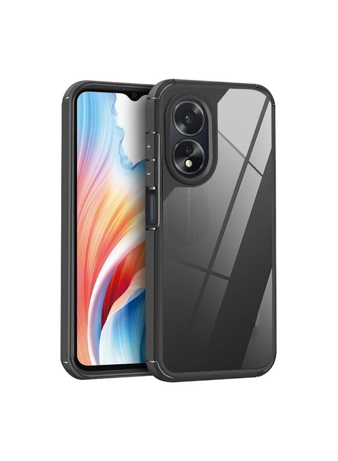 For OPPO A38 4G / A18 Acrylic+TPU Transparent Shockproof Phone Case(Black)