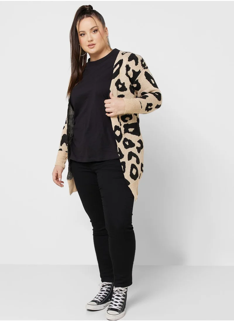 Ginger Plus Animal Print Cardigan